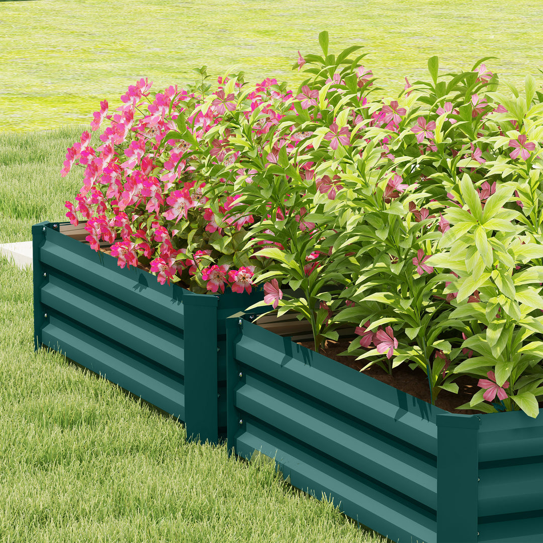 Set of Two 100 x 60cm Steel Planter Boxes -Green