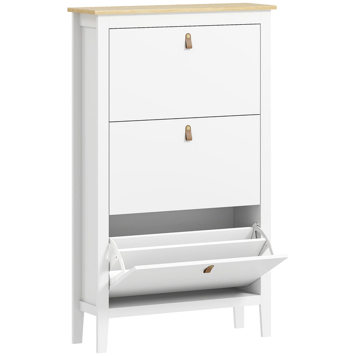 Modern Three-Drawer Shoe Cabinet - White