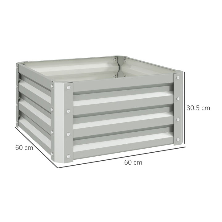 Set of Two 60 x 60cm Steel Planter Boxes - Light Grey
