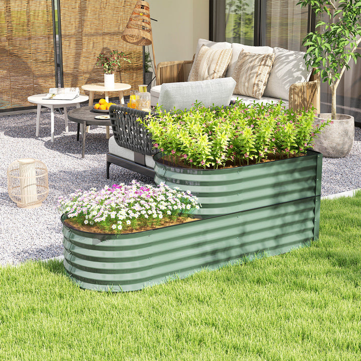 Two-Tier Galvanised Steel Garden Planter - Light Green