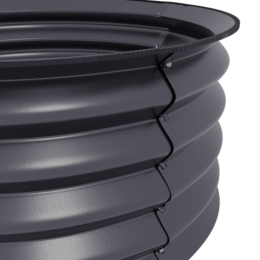 Set of 2 Raised Garden Bed, Metal Planter Box with Safety Edging, Easy-to-assemble Stock Tank, Dark Grey