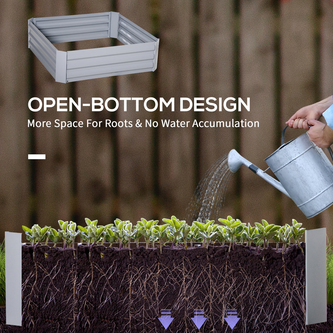 MCL Set of 2 291L Raised Garden Bed, Elevated Galvanised Planter Box for Flowers, Herbs, 100x100x30cm, Grey