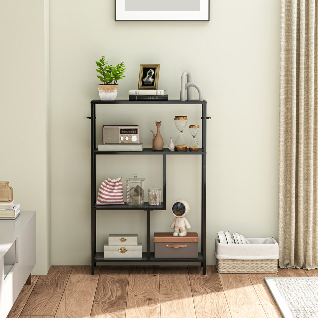 4-Tier Bookshelf with Open Shelves - Charcoal Grey