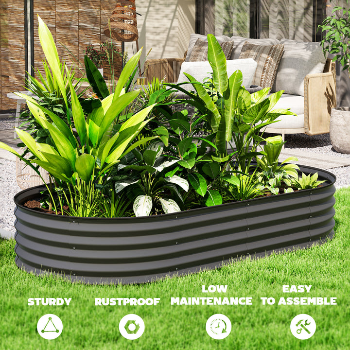 Set of Two 181 x 93cm Steel Planters - Dark Grey