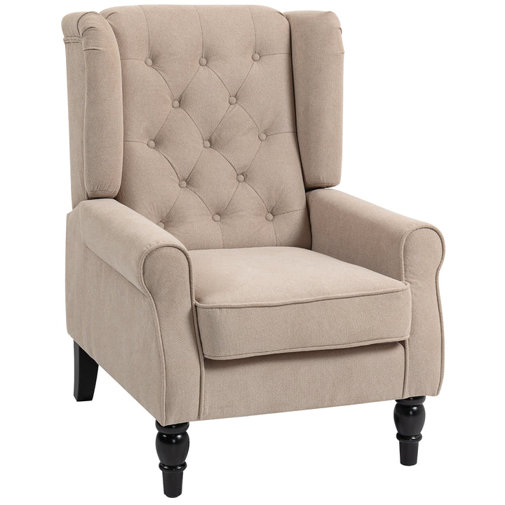 MCL Wingback Accent Chair, Retro Upholstered Button Tufted Occasional Chair for Living Room and Bedroom, Beige