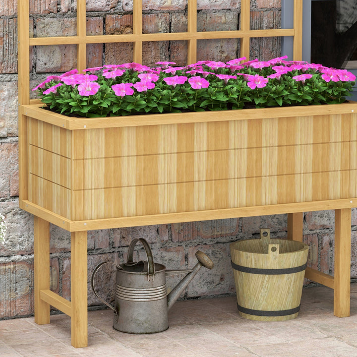 45 x 105cm Wooden Garden Planter, with Trellis - Natural