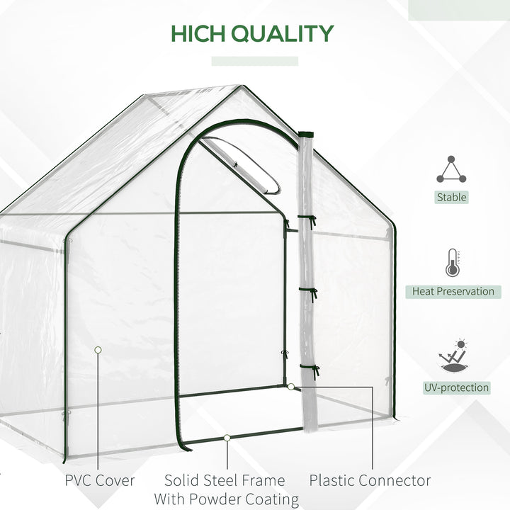 Walk In Tomato Greenhouse Garden Outdoor Mini Greenhouse Flower Planter Steel Frame with Zipped Door & Window, PVC Cover, 180 x 100 x 168CM, Clear