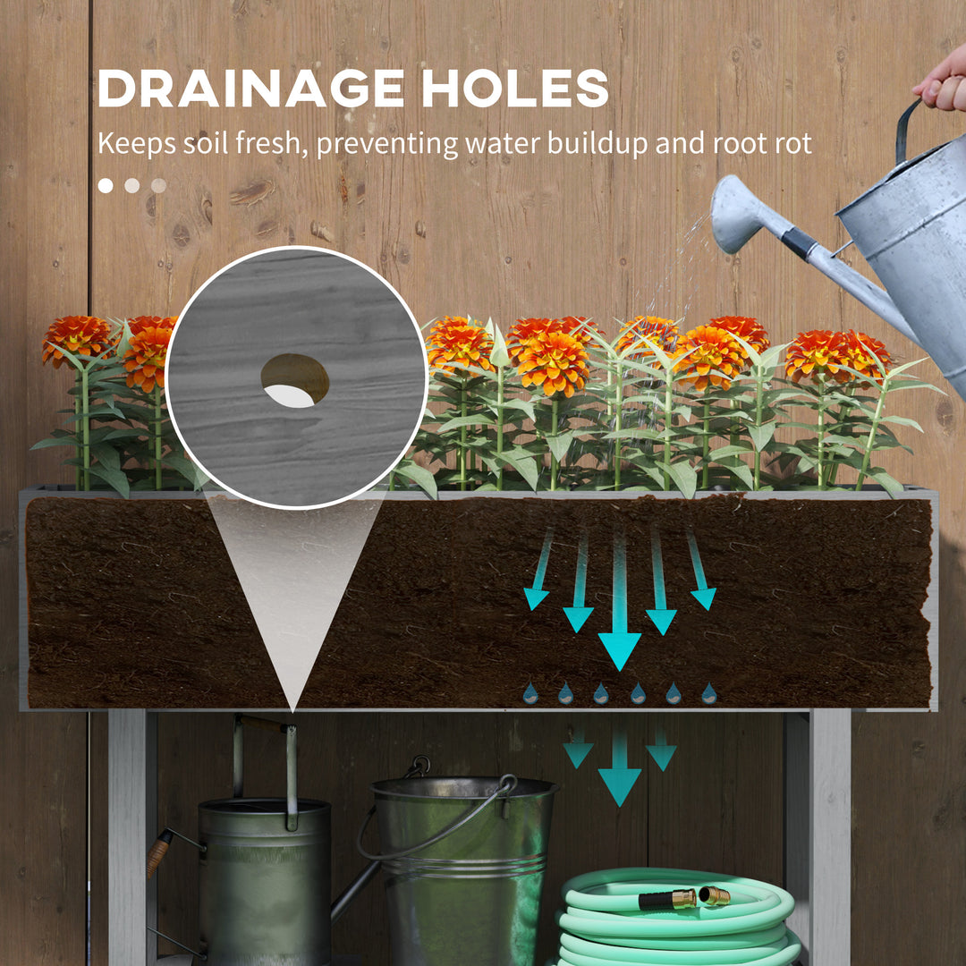 Wooden Two-Tier Raised Planter - Grey