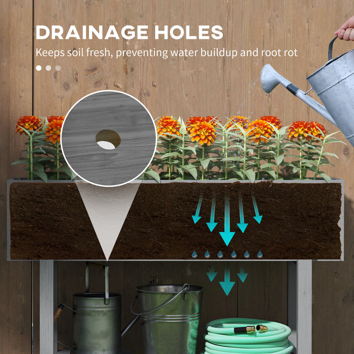 Wooden Two-Tier Raised Planter - Grey