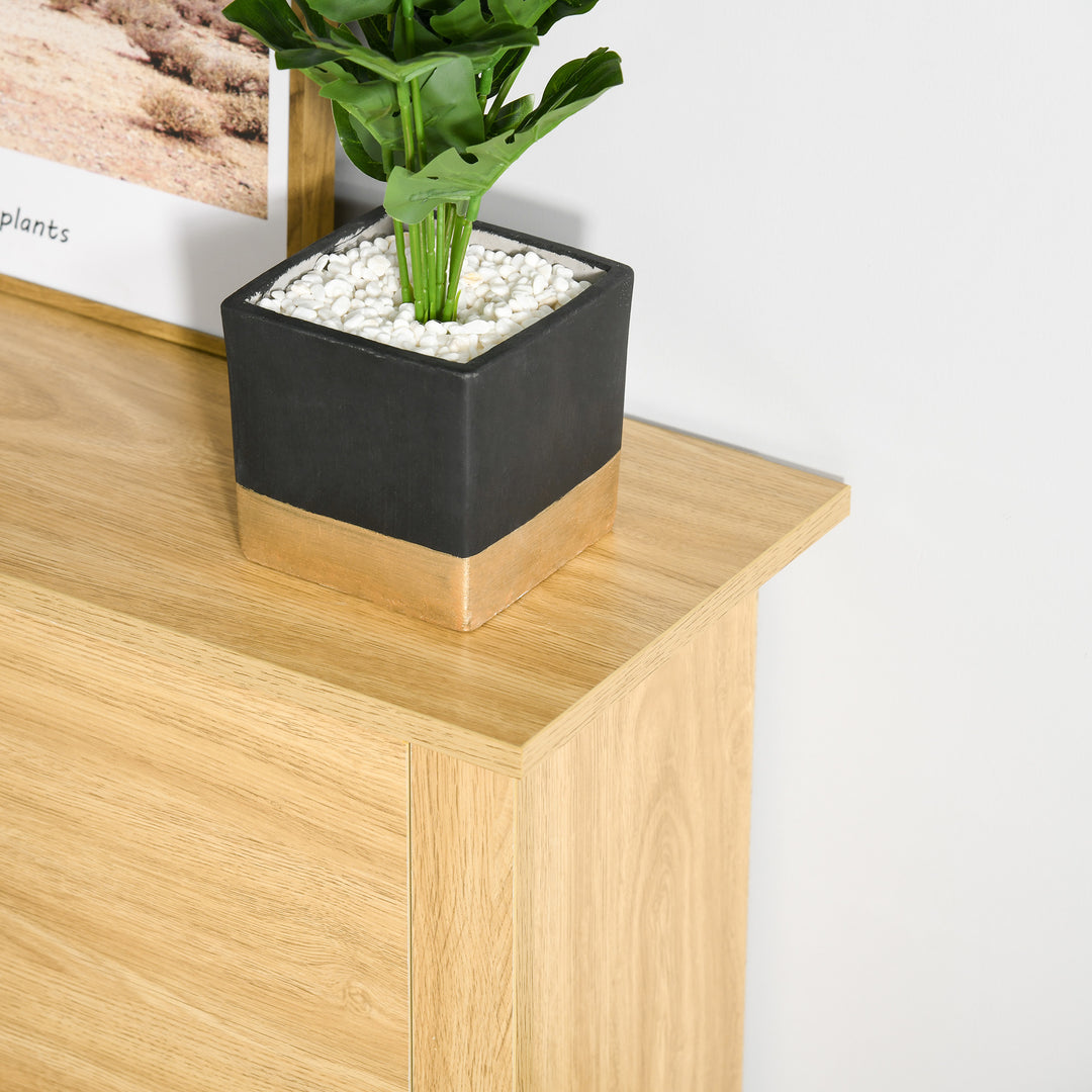 MCL Narrow Shoe Cabinet, Space Saving Shoe Storage Cabinet with 2 Flip Drawers and Adjustable Shelves for 6-12 Pairs of Shoes for Hallways and Living Room, Natural Wood Finish