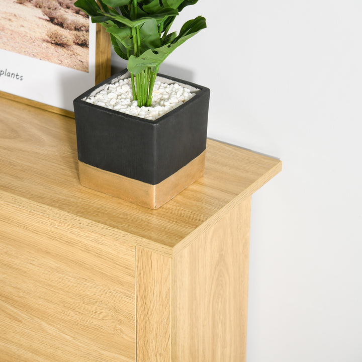 MCL Narrow Shoe Cabinet, Space Saving Shoe Storage Cabinet with 2 Flip Drawers and Adjustable Shelves for 6-12 Pairs of Shoes for Hallways and Living Room, Natural Wood Finish