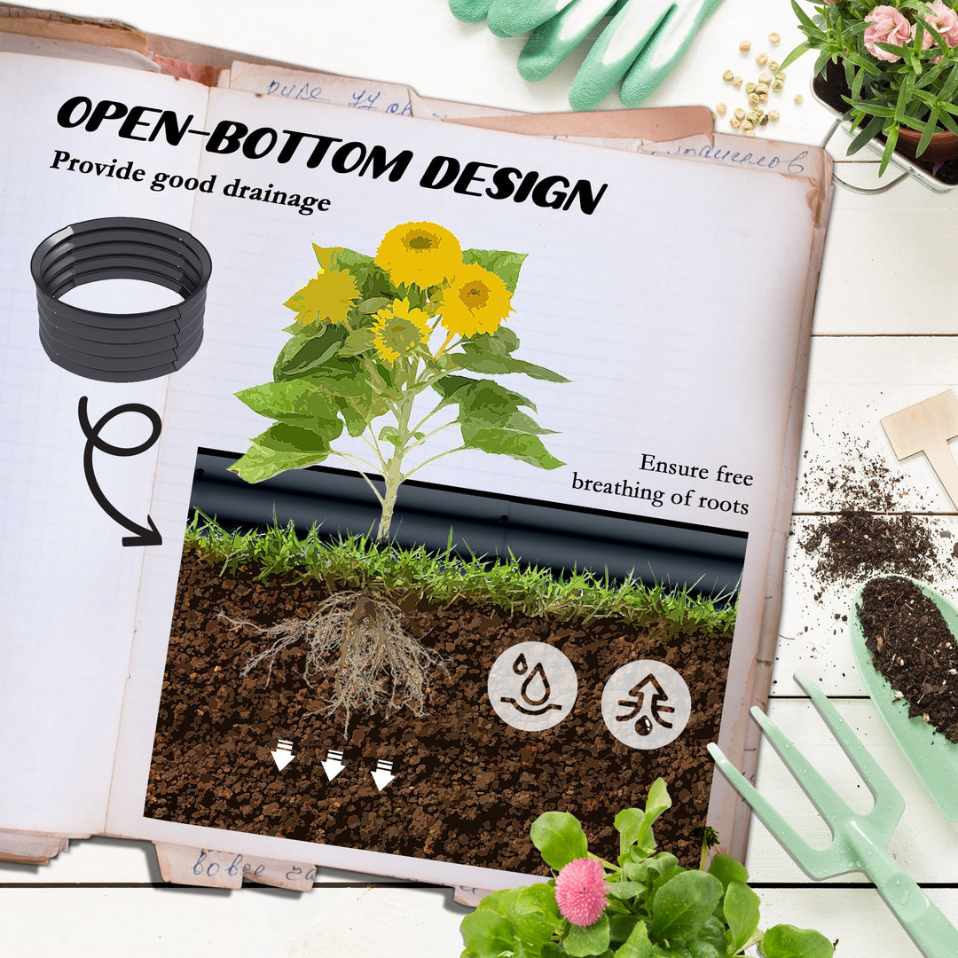 Set of 2 Raised Garden Bed, Metal Planter Box with Safety Edging, Easy-to-assemble Stock Tank, Dark Grey