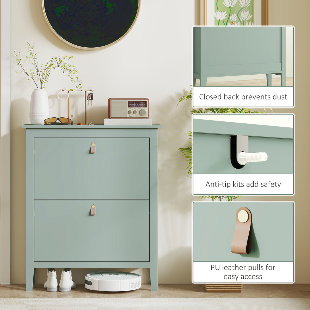 Modern Two-Drawer Shoe Cabinet - Green