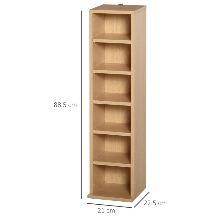 204 CD Media Display Shelf Unit Set of 2 Blu-Ray Tower Rack w/ Adjustable Shelves Bookcase Storage Organiser, Natural Wood Colour