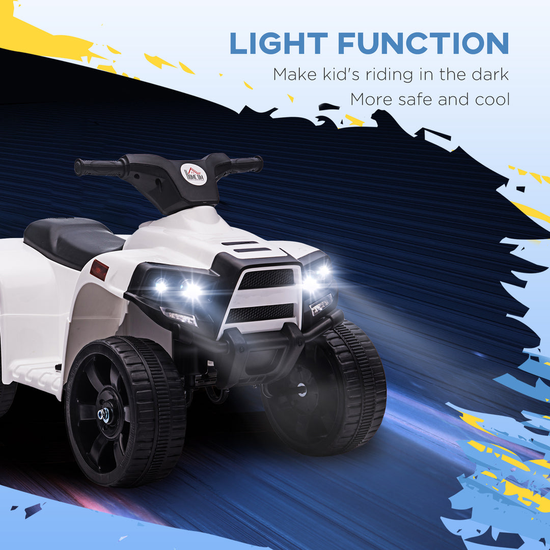6V Kids Electric Ride on Car, ATV Toy, Quad Bike with Headlights, Horn, for Toddlers 18-36 Months White