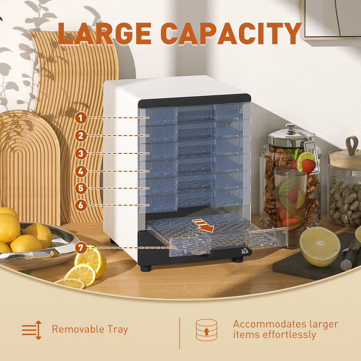 Seven Tray, 40-70°C Food Dehydrator - White