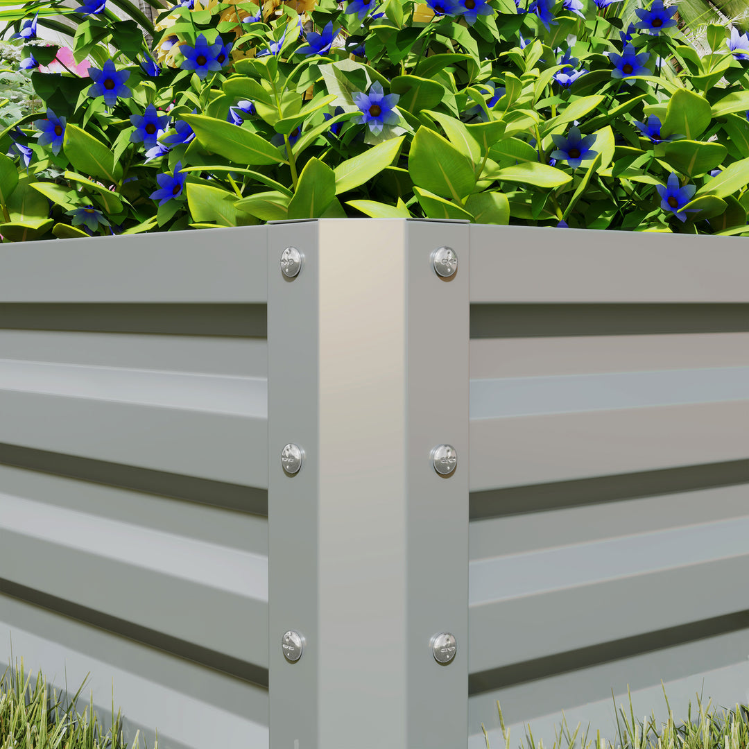 Set of Two 60 x 60cm Steel Planter Boxes - Light Grey