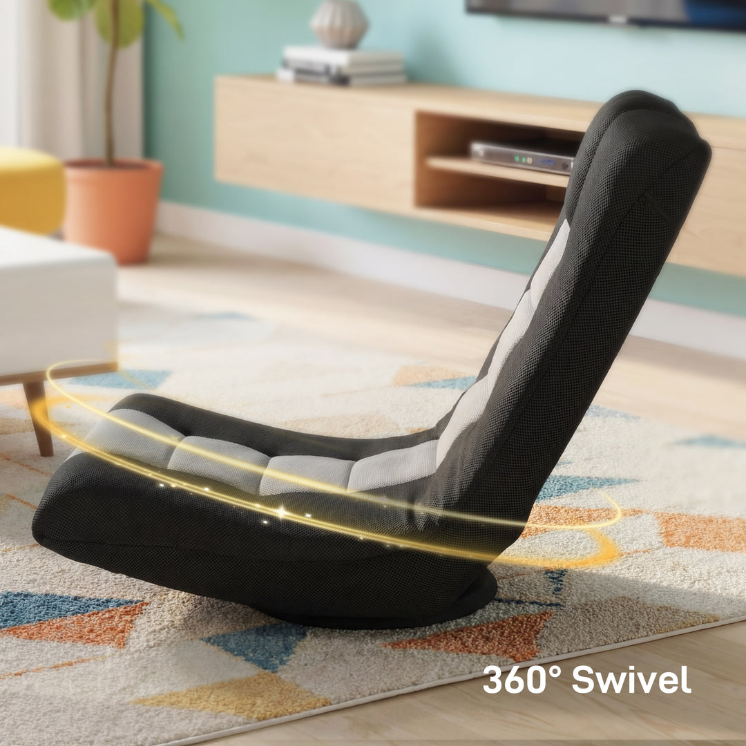 Floor Chair, Folding Floor Sofa with Adjustable Backrest, Wide Seat, Swivel Base