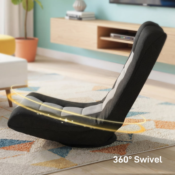 Floor Chair, Folding Floor Sofa with Adjustable Backrest, Wide Seat, Swivel Base