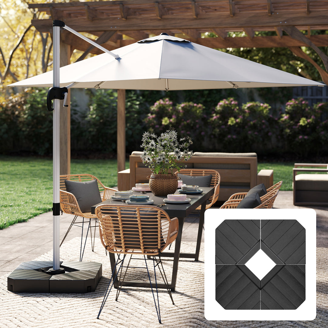 Umbrella Weights for Cantilever Parasols, Set of 4 Heavy Duty Parasol Base Stand Weights, 80kg Sand or 60kg Water Filled, Black