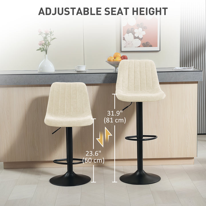 Set of Two Chenille-Feel Tub Bat Stools - Beige