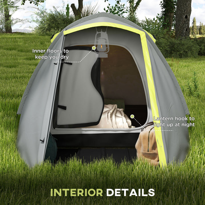 Two-Man Dome Tent, with Front Porch and Accessories - Yellow/Grey