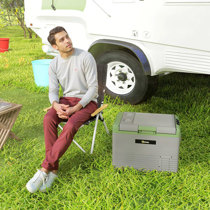 40L Portable Car Refrigerator - Light Green and Grey