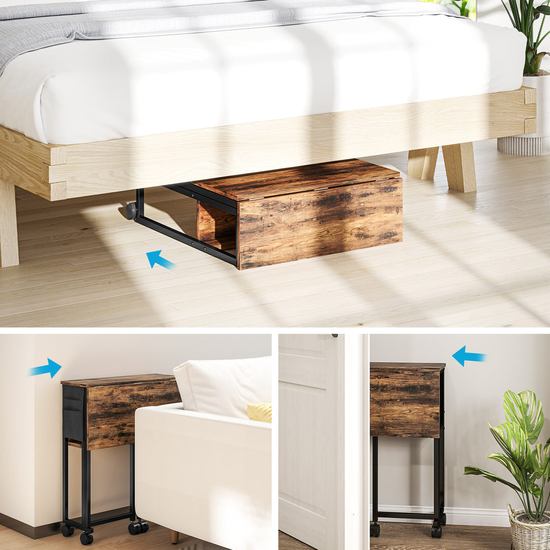 63 cm Drop Leaf Writing Work Desk - Rustic Brown