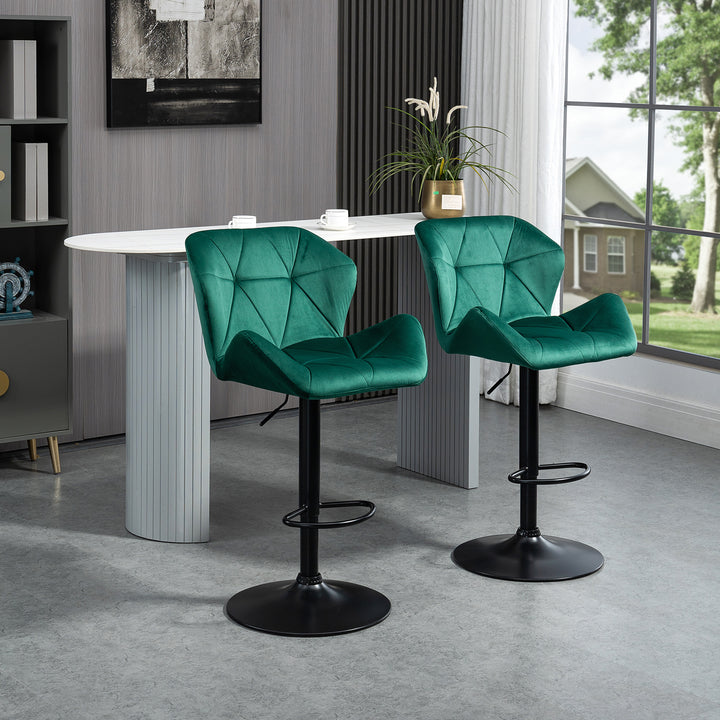 HOMCOM Bar Stools Set Of 2, Luxurious Velvet