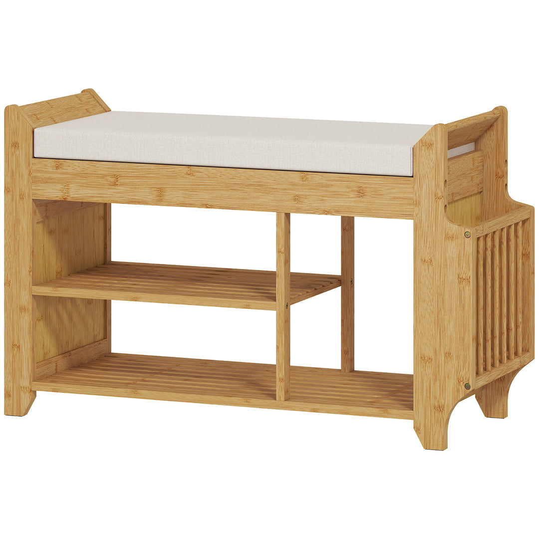 Shoe Bench 2-Tier Boot Section Entryway Storage Bench Cushioned Seat 8