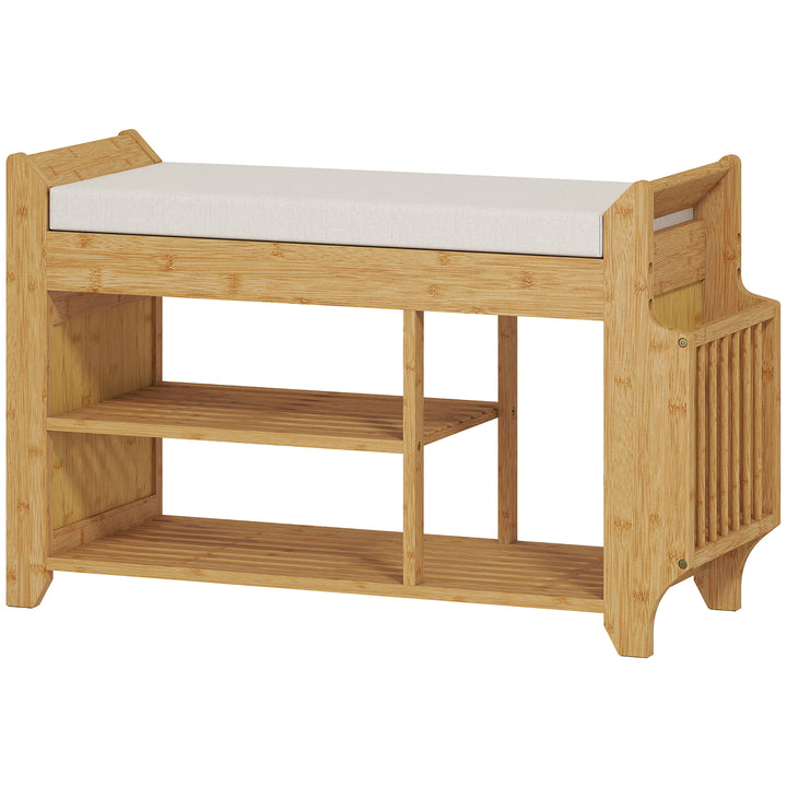 Shoe Bench 2-Tier Boot Section Entryway Storage Bench Cushioned Seat 8