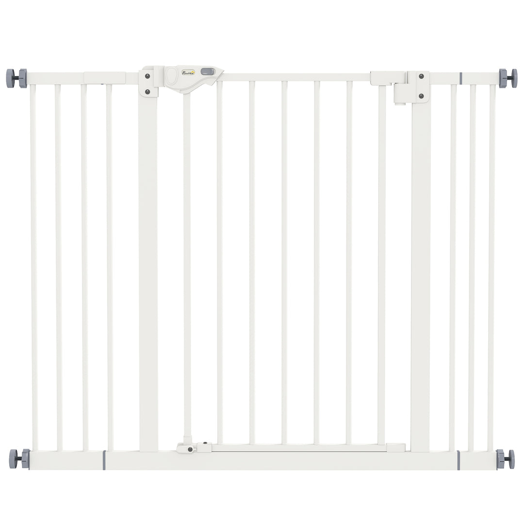 Adjustable Safety Gate w/ Two Extensions, Four Adjustable Screws, White