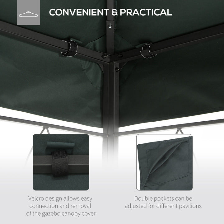 Outsunny Gazebo Replacement Canopy Roof, 3x4m, 2 Tier UV Protection Cover for Garden Patio Outdoor Sun Shelters, Deep Grey (Top Only)