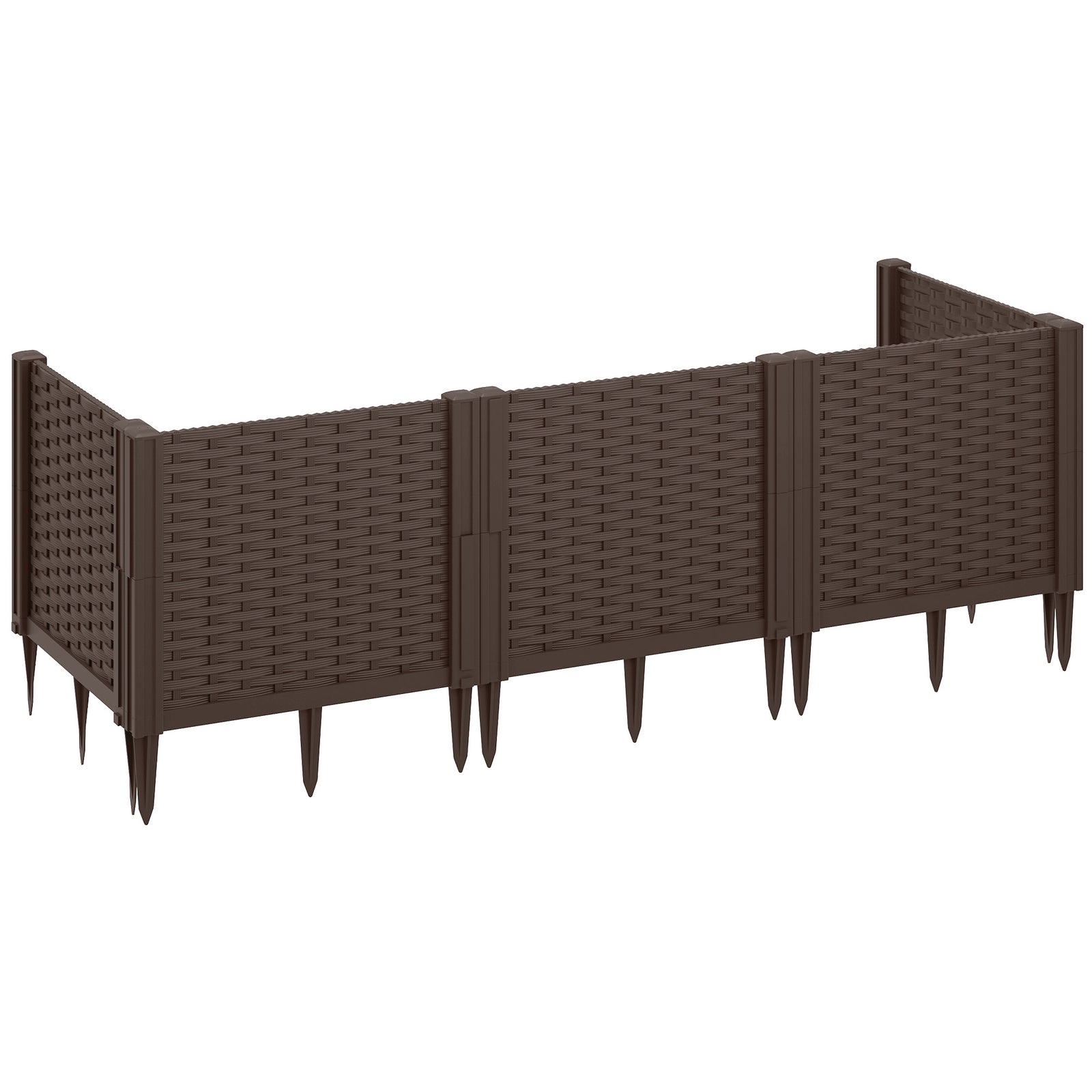 Plastic Raised Garden Bed, Modular Planter Box Kit, Garden Fence Edging Border for Flowers, Vegetables, Herbs, Brown