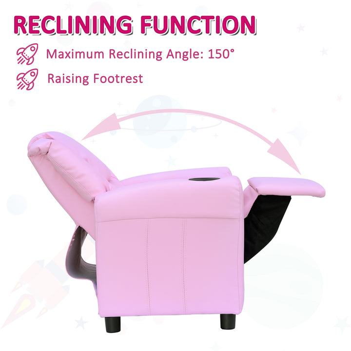 HOMCOM Children Recliner Armchair W/ Cup Holder-Pink | Aosom UK