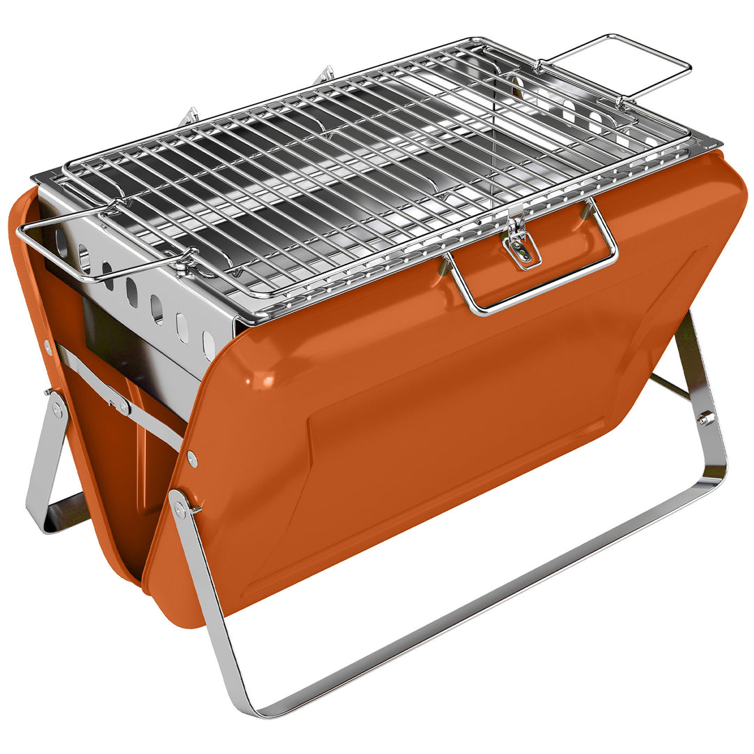 Charcoal BBQ Grill Portable Stainless Steel Barbecue with Tilting Grat