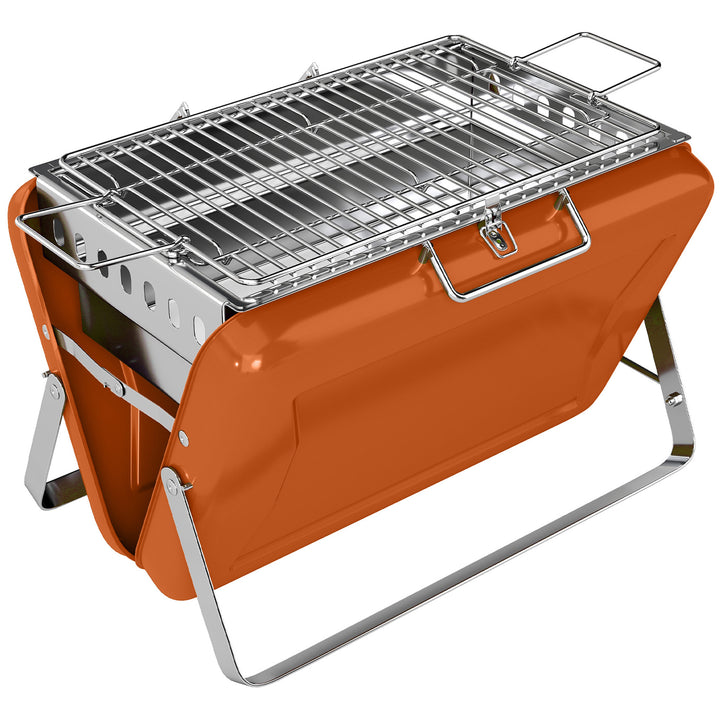Charcoal BBQ Grill Portable Stainless Steel Barbecue with Tilting Grat