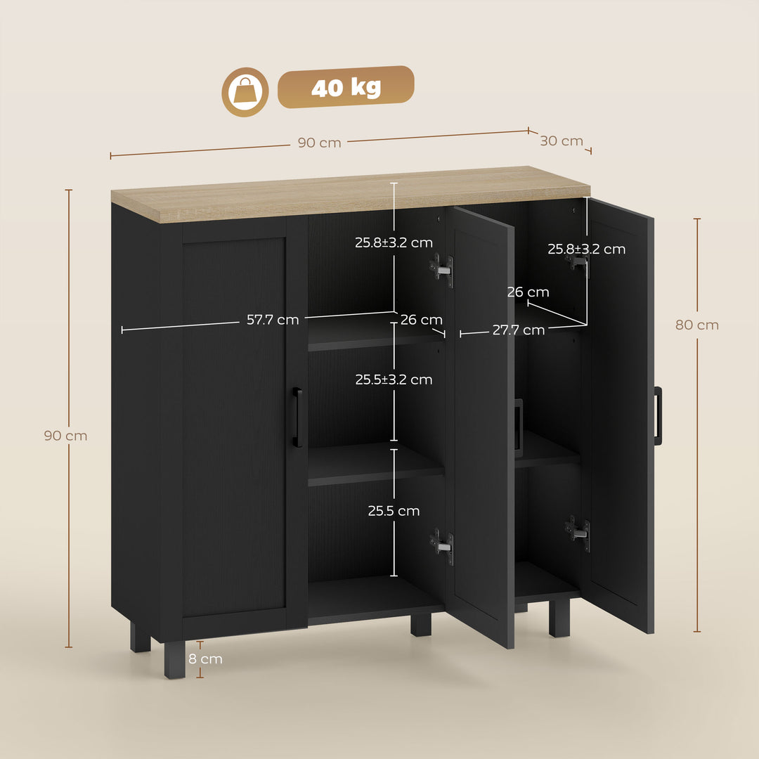 Sideboard Buffet Cabinet, Kitchen Storage Cabinet with 3 Doors and - view 3