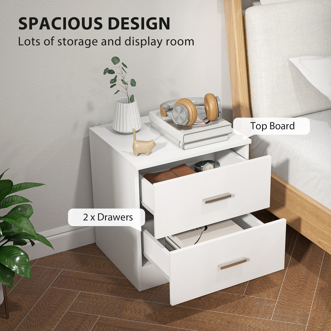MCL Modern Bedside Table, Beside Cabinet with 2 Drawers, for Bedroom, Living Room, White