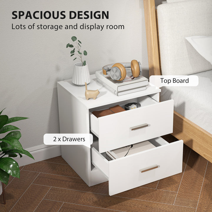 MCL Modern Bedside Table, Beside Cabinet with 2 Drawers, for Bedroom, Living Room, White