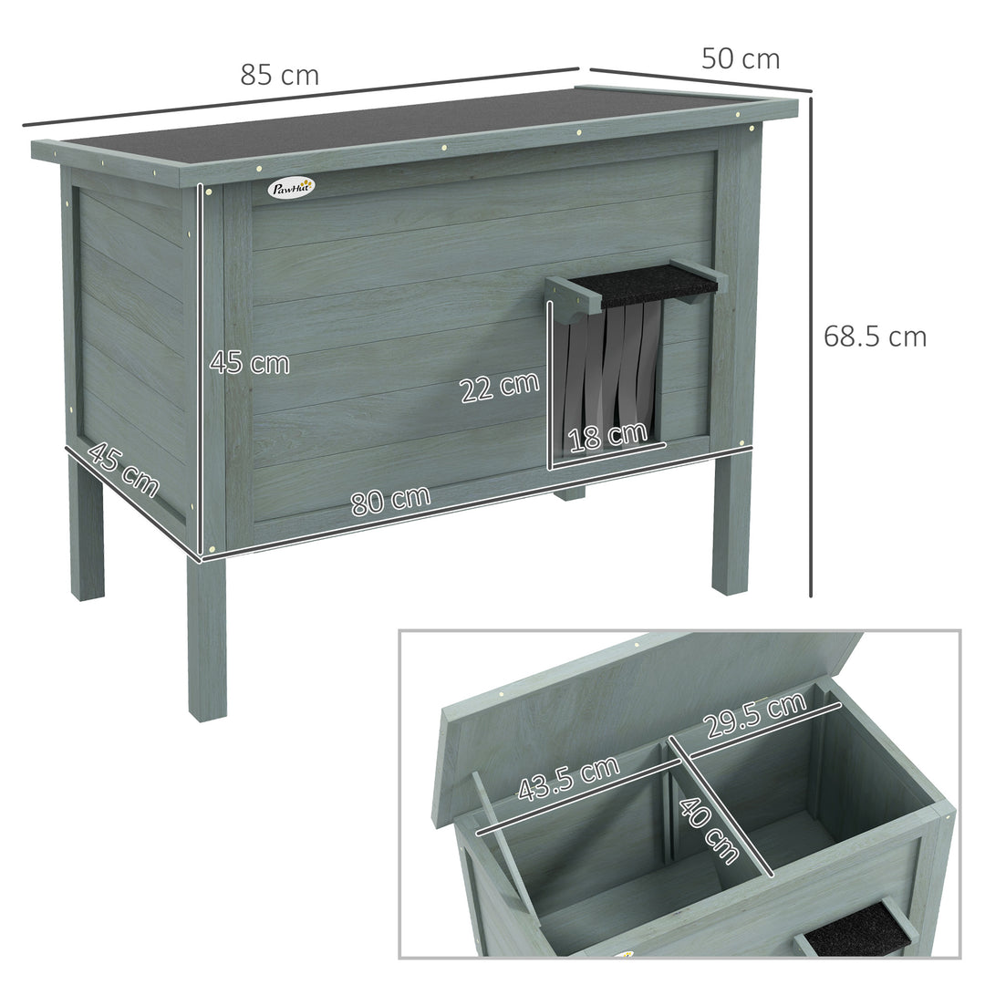Feral Cat House, Wooden Insulated with Removable Floor, Water-Resistant Openable Roof - Charcoal Grey