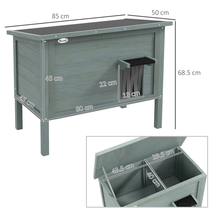 Feral Cat House, Wooden Insulated with Removable Floor, Water-Resistant Openable Roof - Charcoal Grey