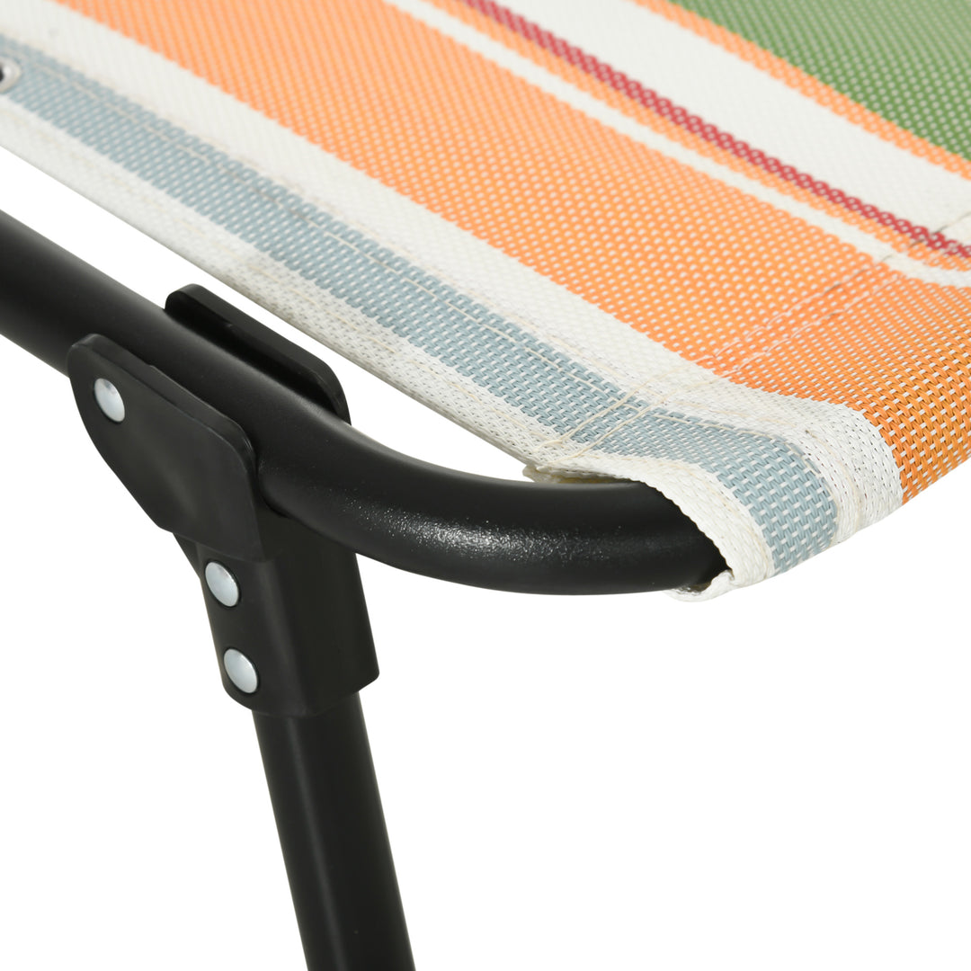 Folding Sun Lounger Beach Chaise Chair Garden Reclining Cot Camping Recliner with 4 Position Adjustable Multicolored