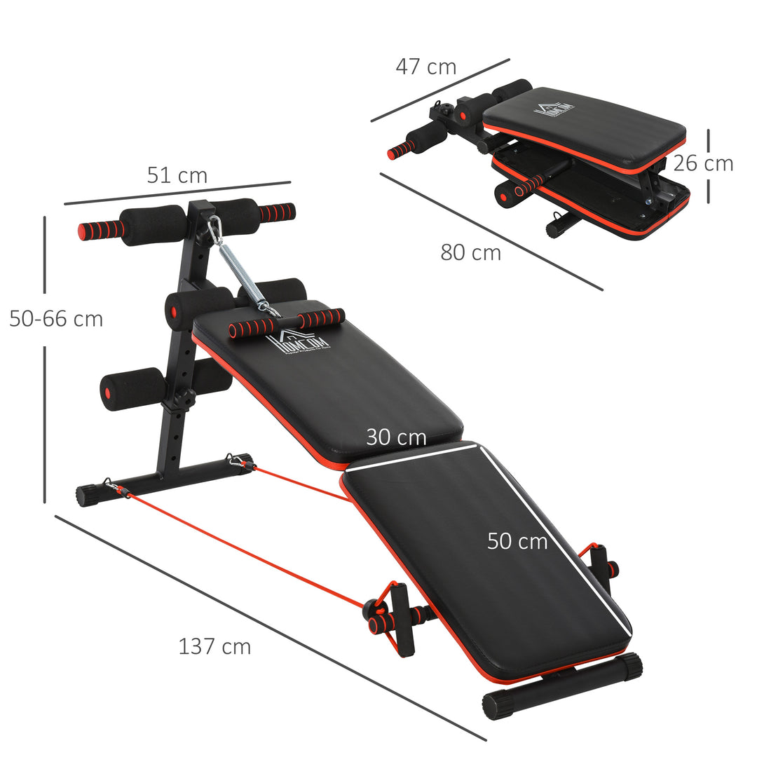 HOMCOM Steel Foldable Home Core Workout Bench Red/Black | Aosom UK