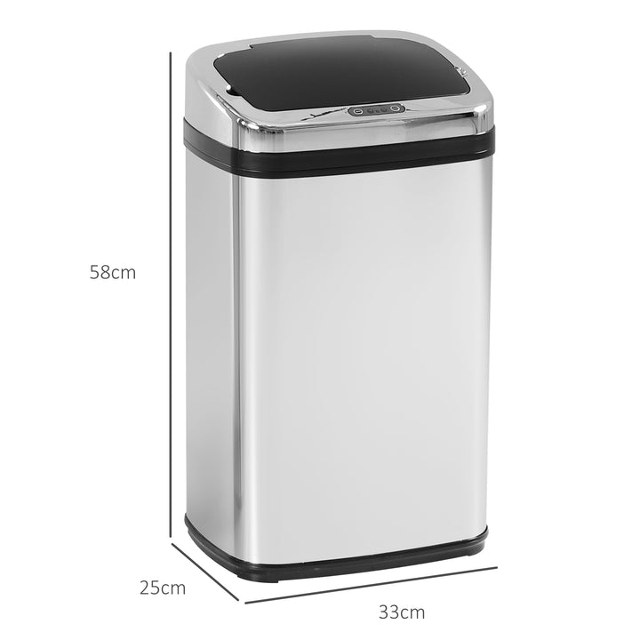 HOMCOM 30L Stainless Steel Motion Sensor Lid Bin - Silver Tone | Aosom UK