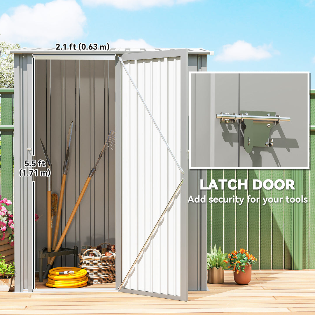 5ft x 3ft Garden Storage Shed, Outdoor Metal Shed with Sloped Roof, Al