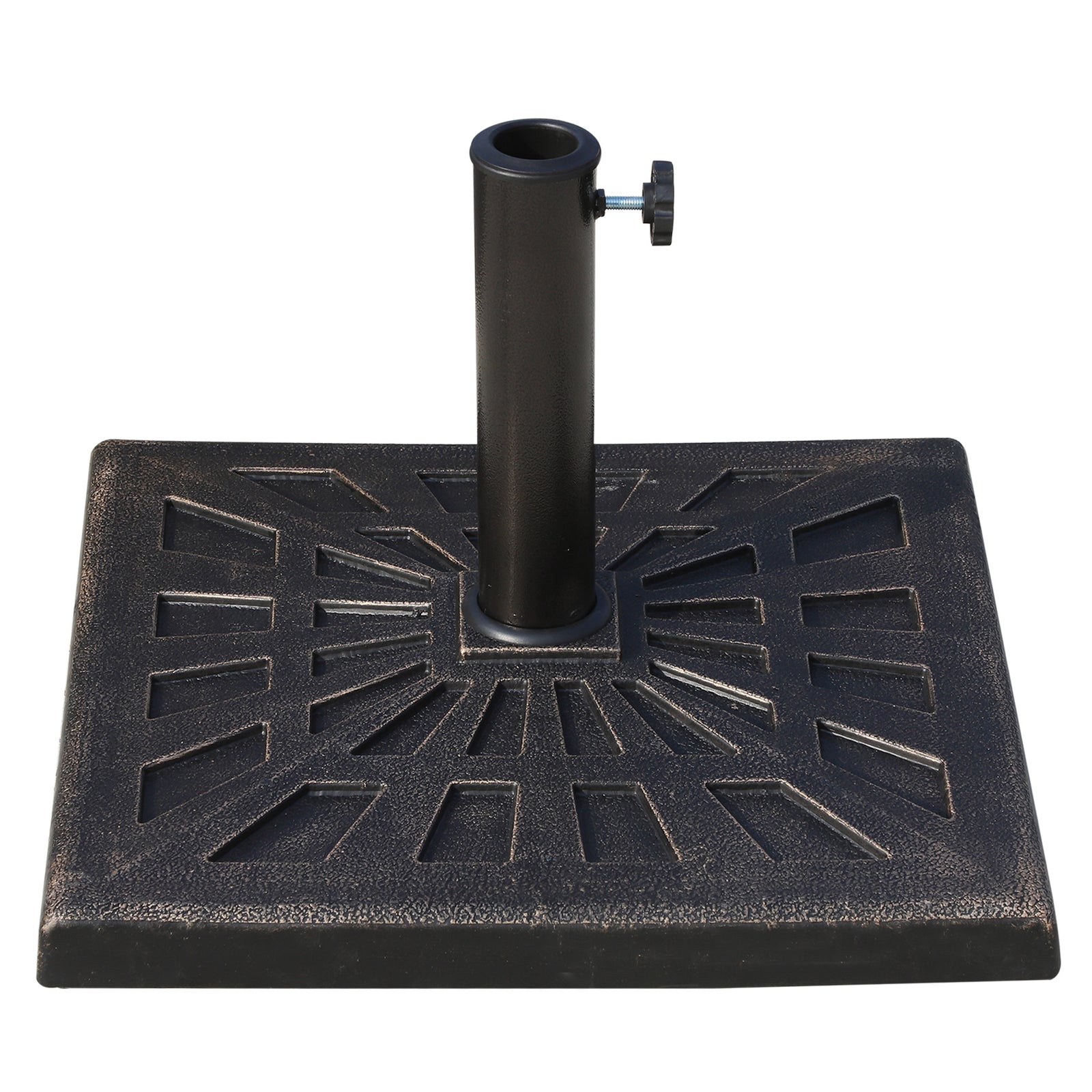 15kg Resin Durable Patterned Colophony Garden Patio Square Umbrella Stand Base Stand Bronze