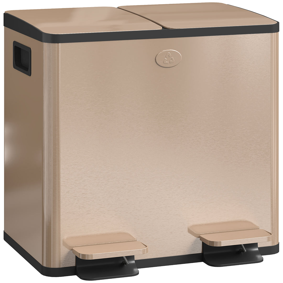 30L Dual Compartment Stainless Steel Bin, with Deodoriser Holders - Go