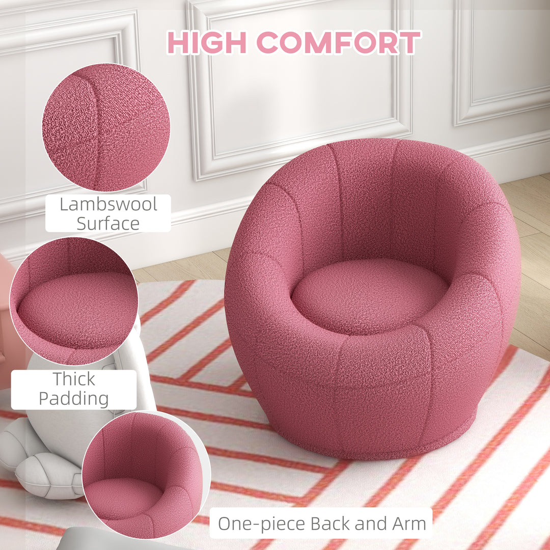 HOMCOM Modern Accent Chair, Swivel Upholstered Armchair for Living Room, Bedroom, Home Office, Pink