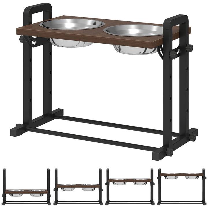 Raised Dog Bowls with Stand, 4 Heights Adjustable Pet Feeder with 3 Adjustable Angles for Small, Medium &amp; Large Breeds